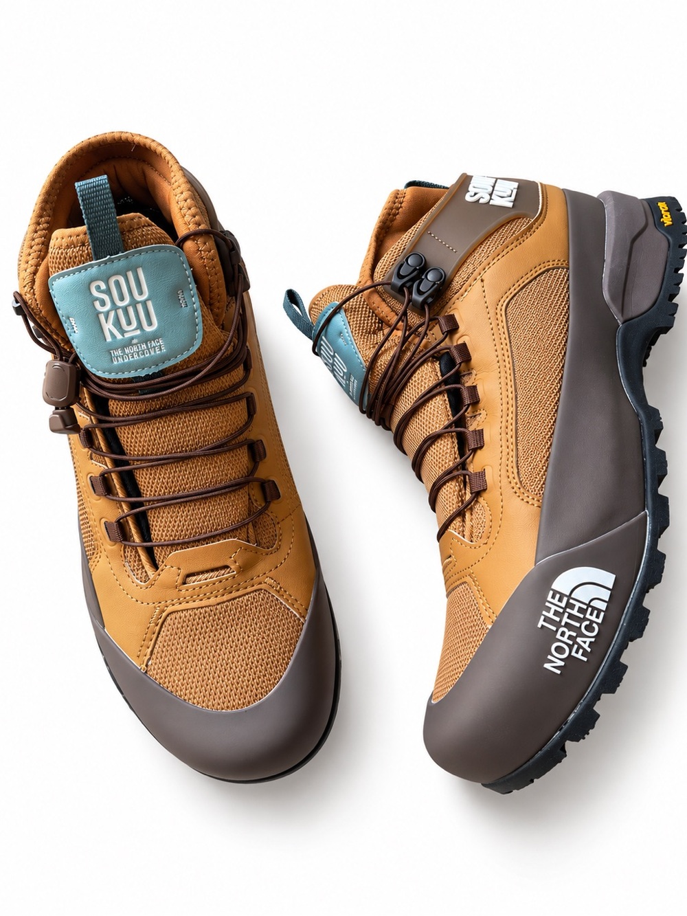 The North Face Soukuu Men's Boots in Tan and Brown with Teal Tongue